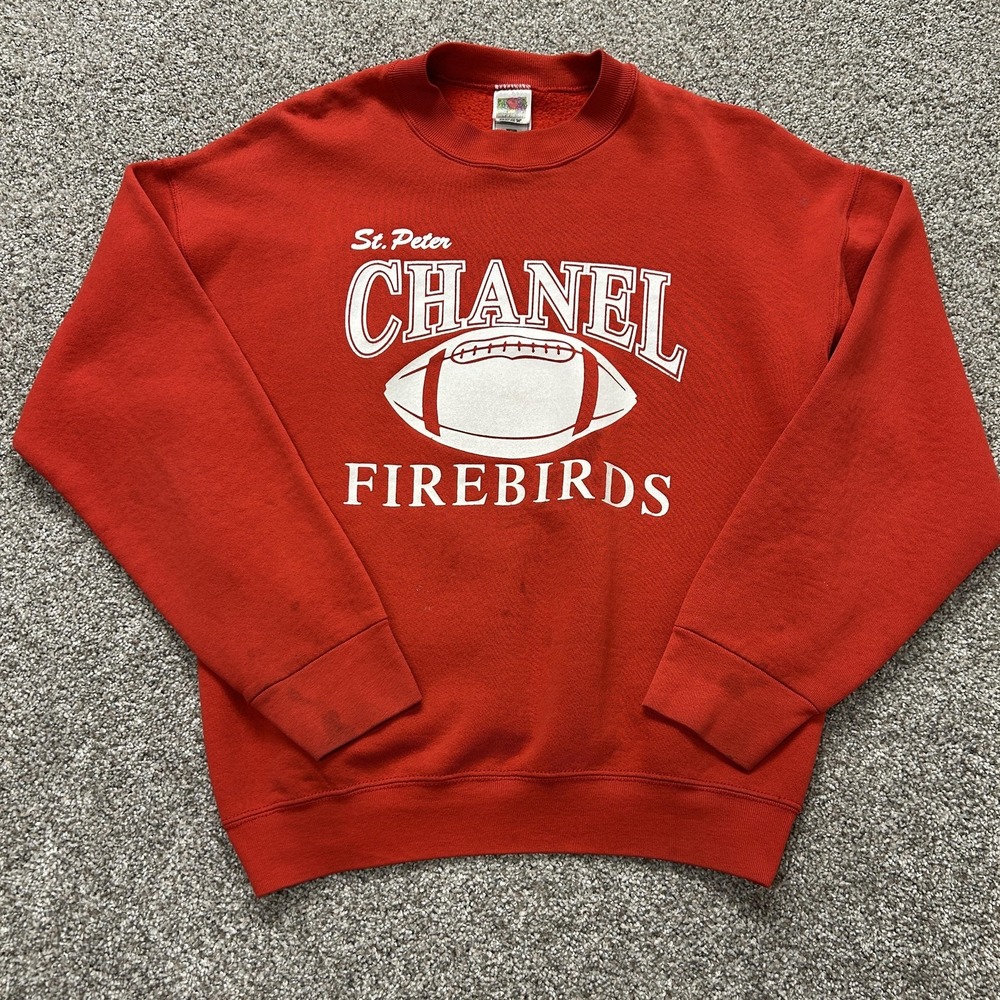 Fruit Of The Loom Sweatshirt Mens Large Red St Peter Chanel Firebirds Football